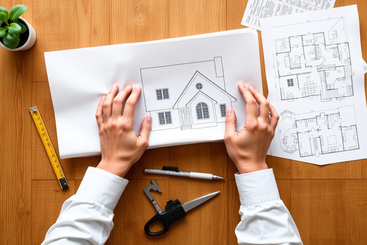 Architect met bouwtekeningen